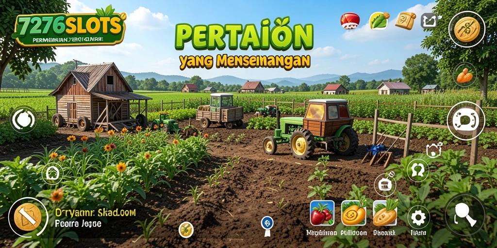 Tampilan gameplay 7276SLOTS yang menarik dengan kebun subur.