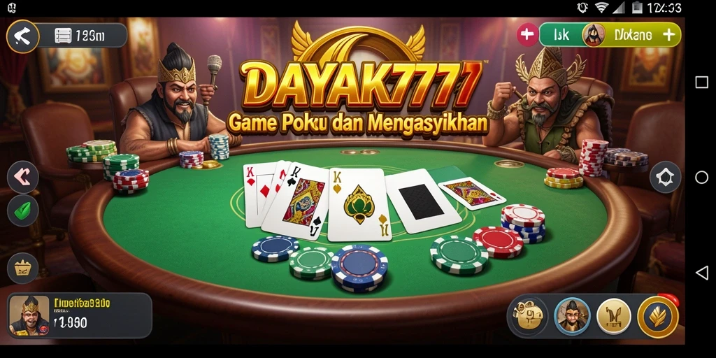 Tampilan permainan poker yang mengasyikkan di DAYAK777.
