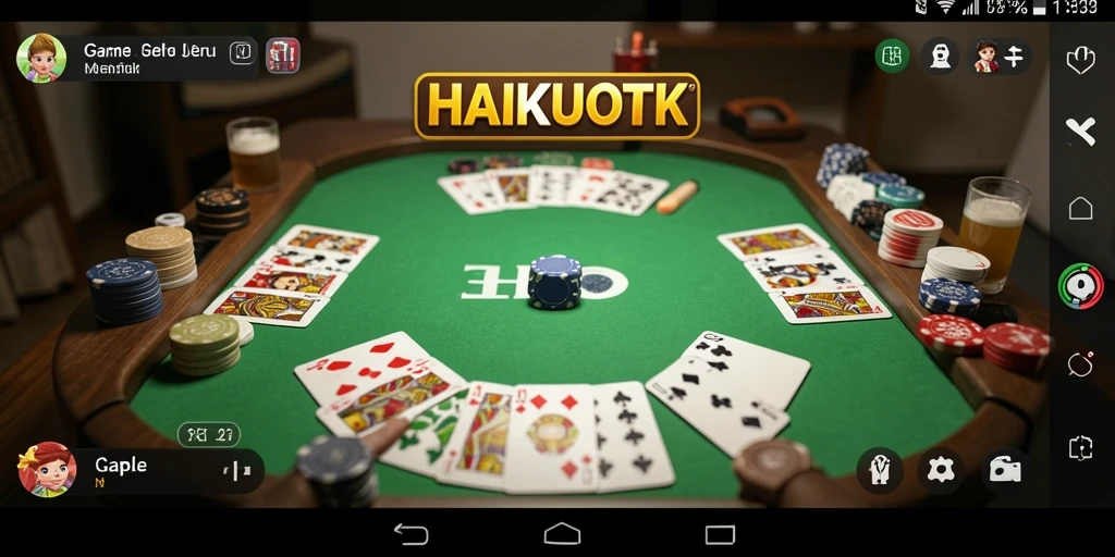 Screenshot gameplay HAIKUOTK menampilkan interaksi seru antar pemain Gaple.