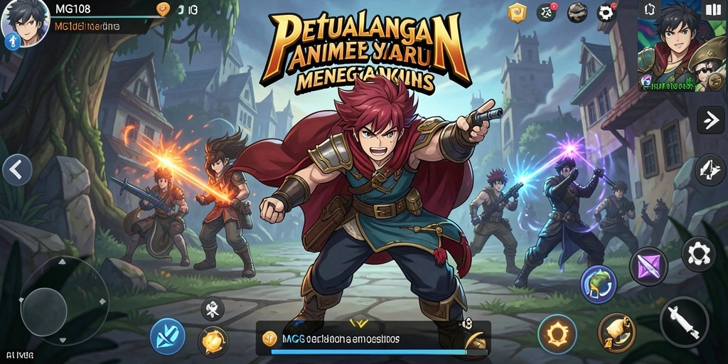 Tampilan gameplay seru di MG108 dengan karakter anime menarik.